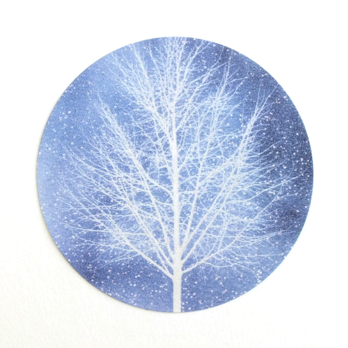 Recyclable & Biodegradable Christmas Stickers for Gift Wrapping, Blue & White Winter Trees - Set of 105 Close Up