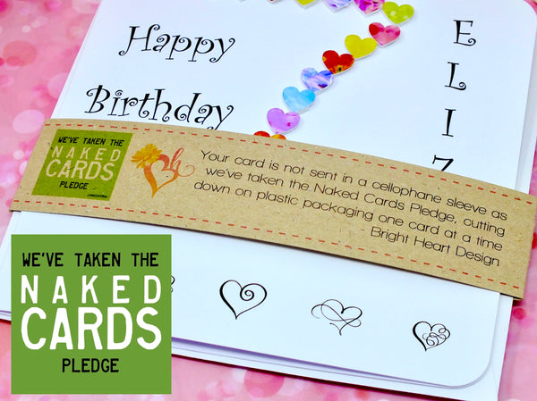 7th Birthday Card - Hearts, Personalised