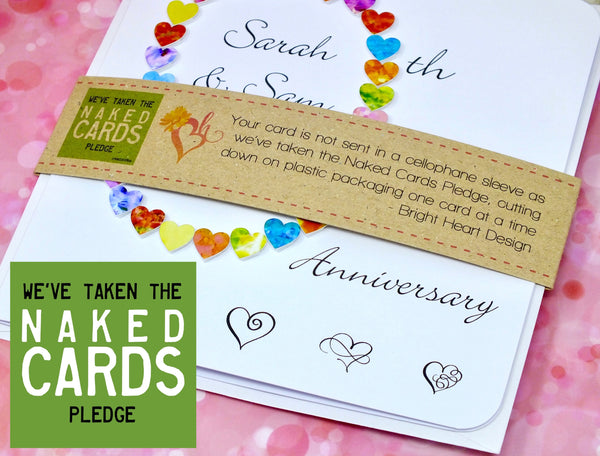 9th Wedding Anniversary Card - Hearts, Personalised