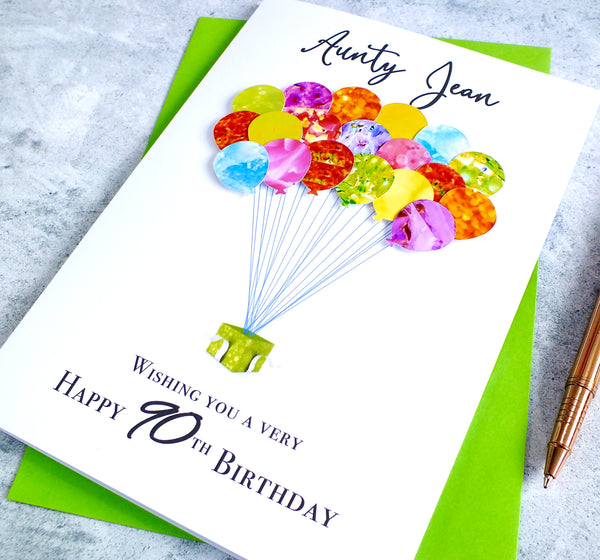 90th Birthday Card - Balloons, Personalised