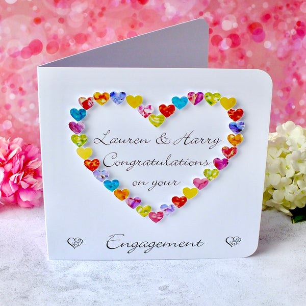 On Your Engagement Card - Personalised Hearts