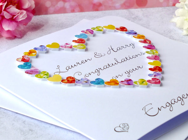 On Your Engagement Card - Personalised Hearts