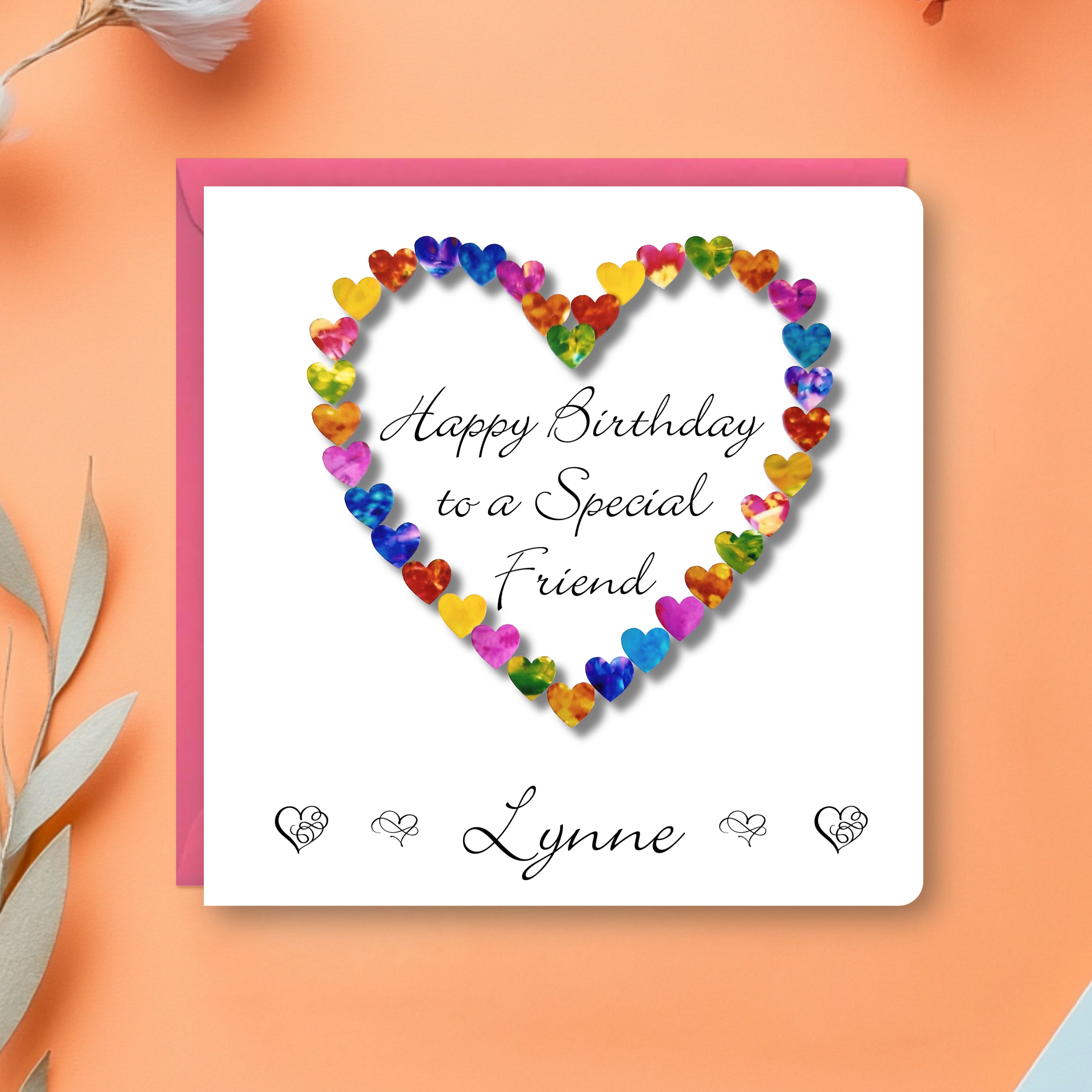 Special Friend Birthday Card - Multi Coloured Hearts