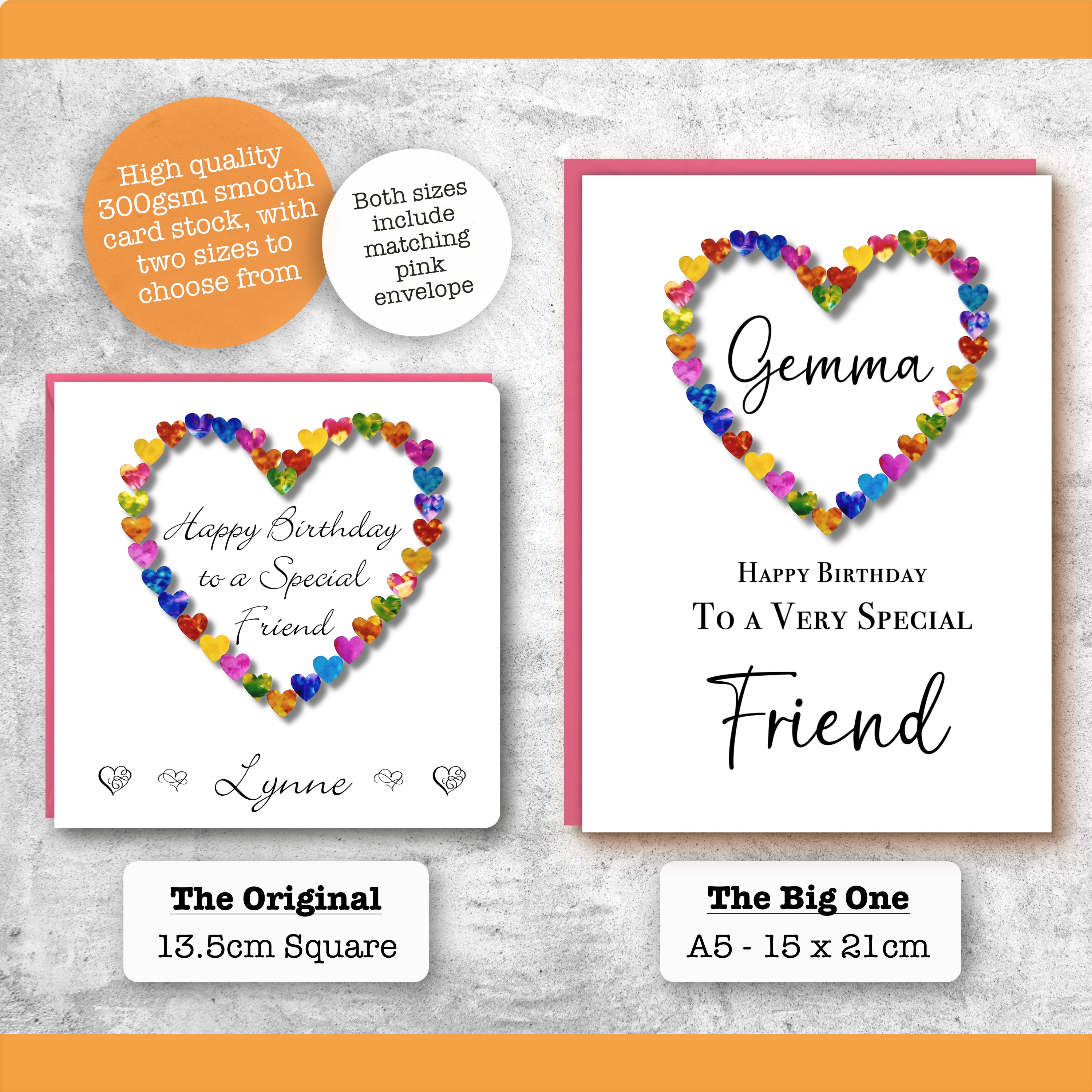 Special Friend Birthday Card - Multi Coloured Hearts