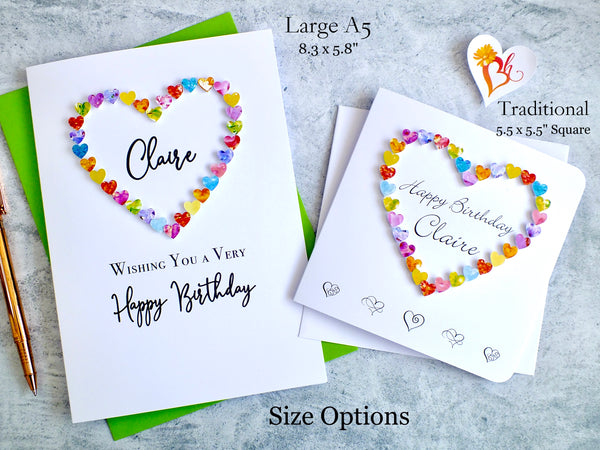 Personalised Birthday Card - Hearts