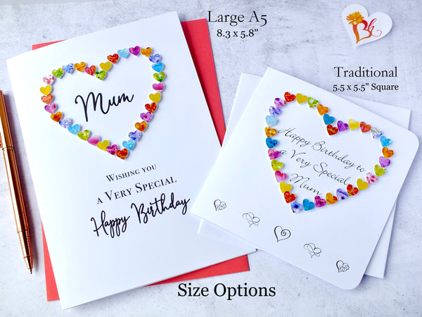Very Special Mum Birthday Card - Multi Hearts