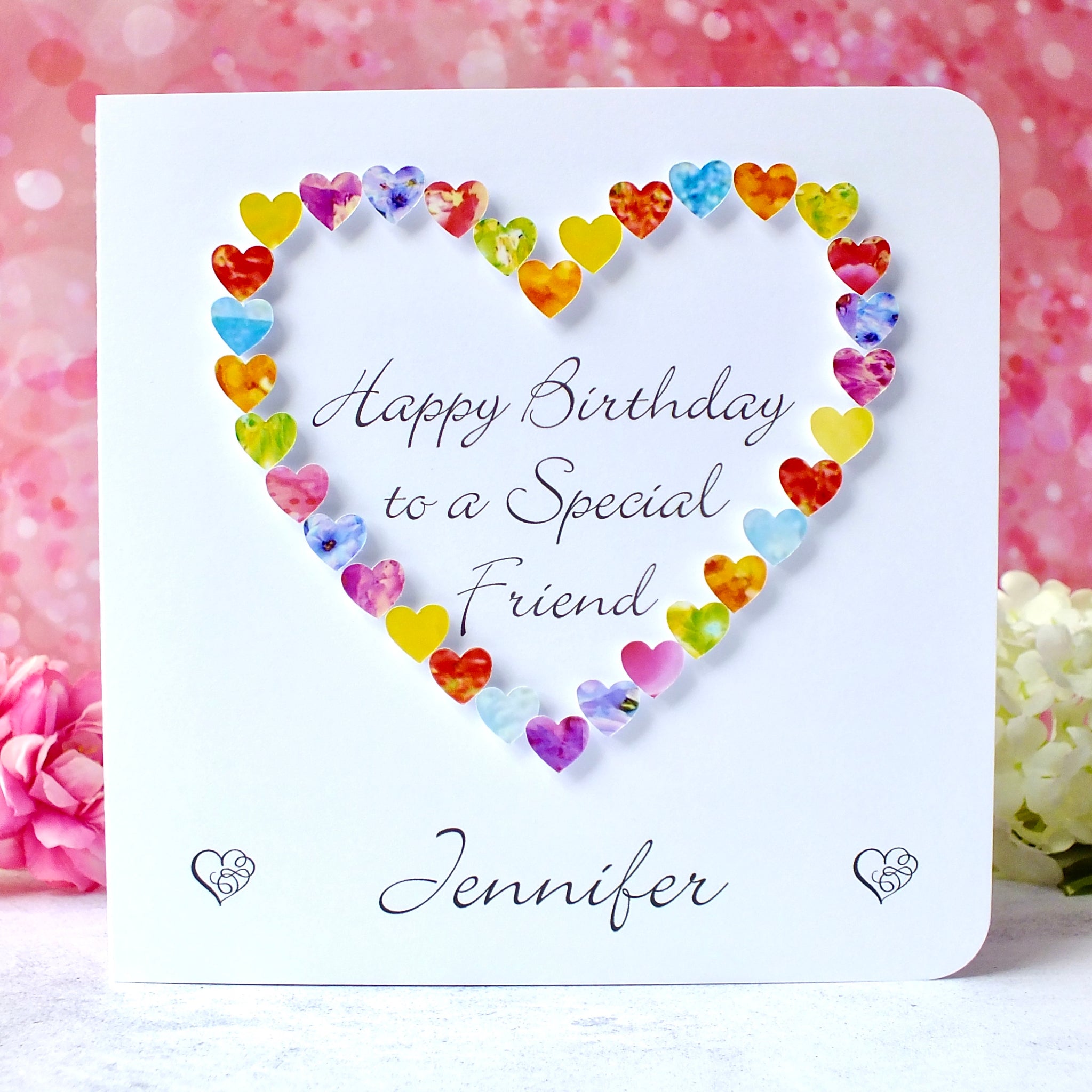 Special Friend Birthday Card - Multi Coloured Hearts