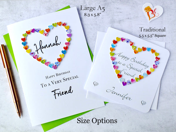 Special Friend Birthday Card - Multi Coloured Hearts