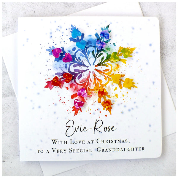 Personalised Christmas Card for ANY Relation with Name - Snowflake