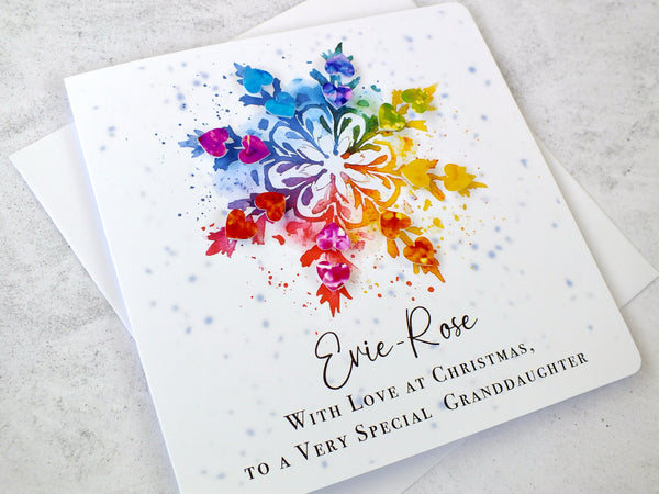 Personalised Christmas Card for ANY Relation with Name - Snowflake