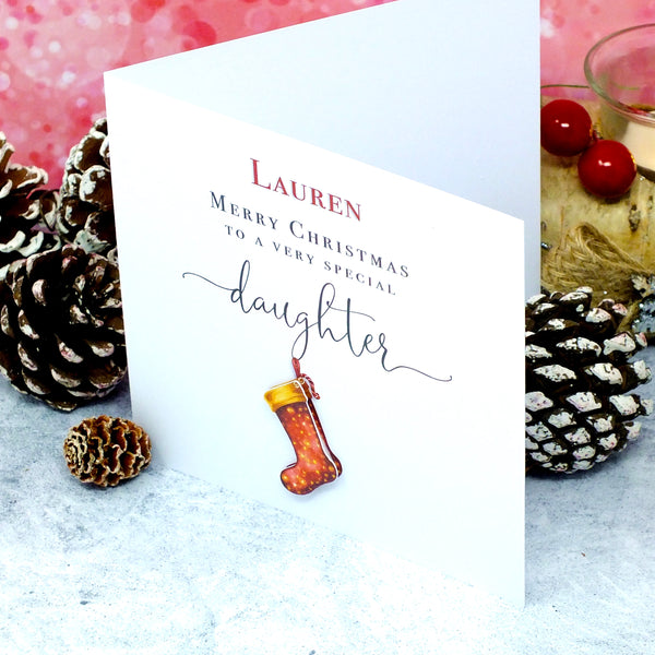 Personalised Christmas Card for Daughter - Xmas Stocking