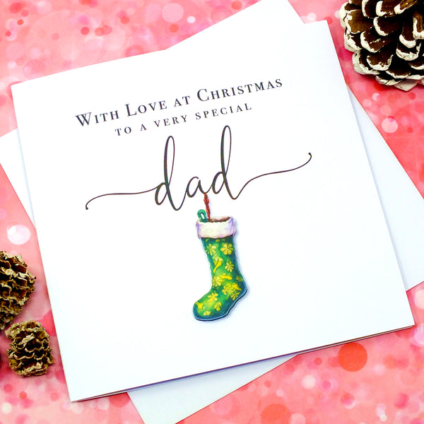 Handmade Christmas Card for Dad - Xmas Stocking