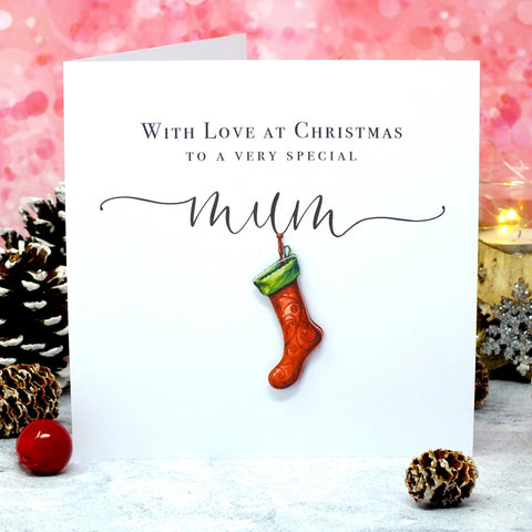 Handmade Christmas Card for Mum - Xmas Stocking