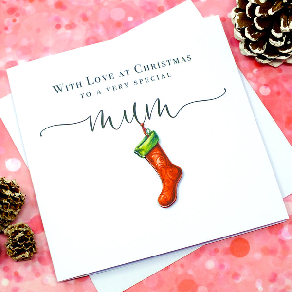Handmade Christmas Card for Mum - Xmas Stocking
