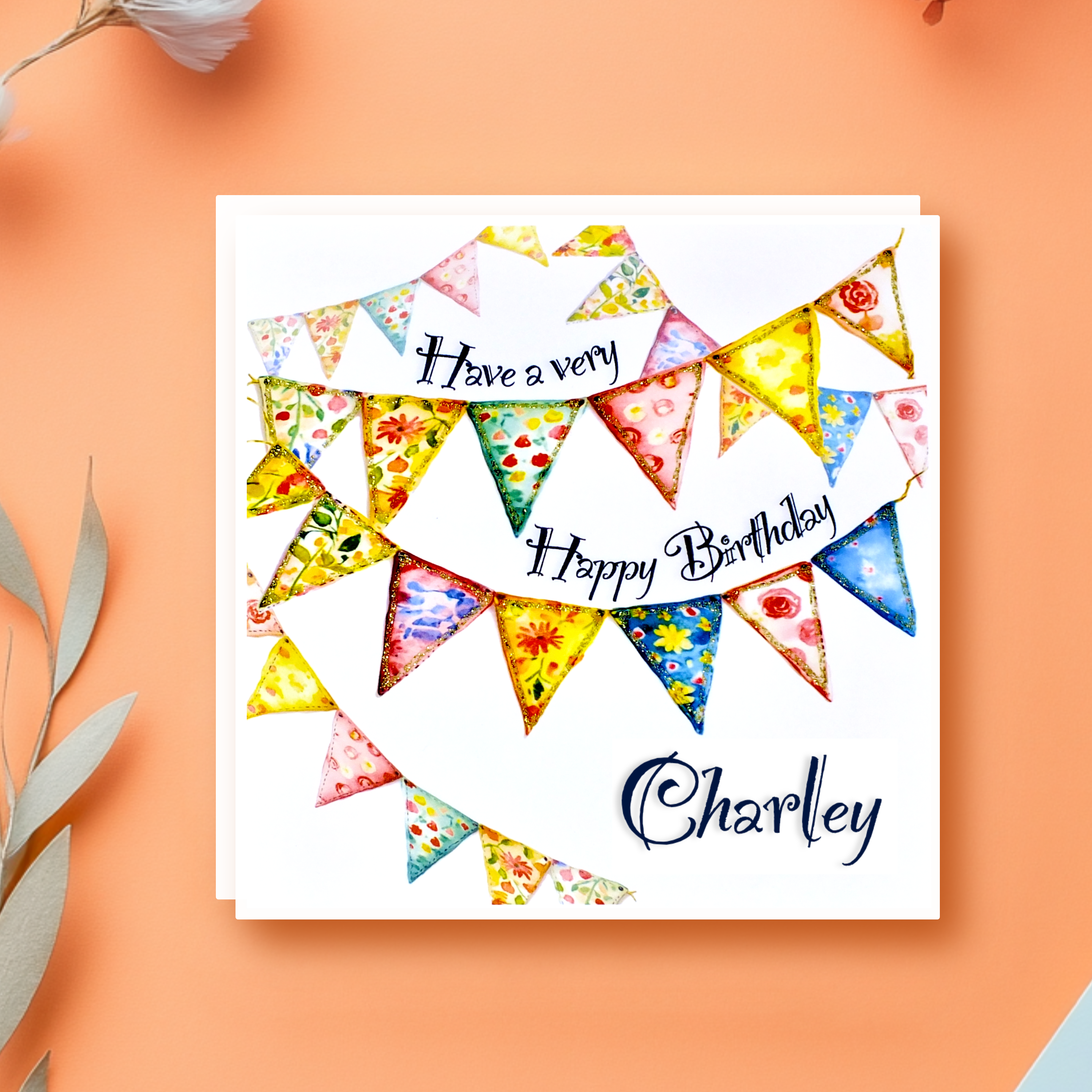 'Bunting' Personalised Birthday Card