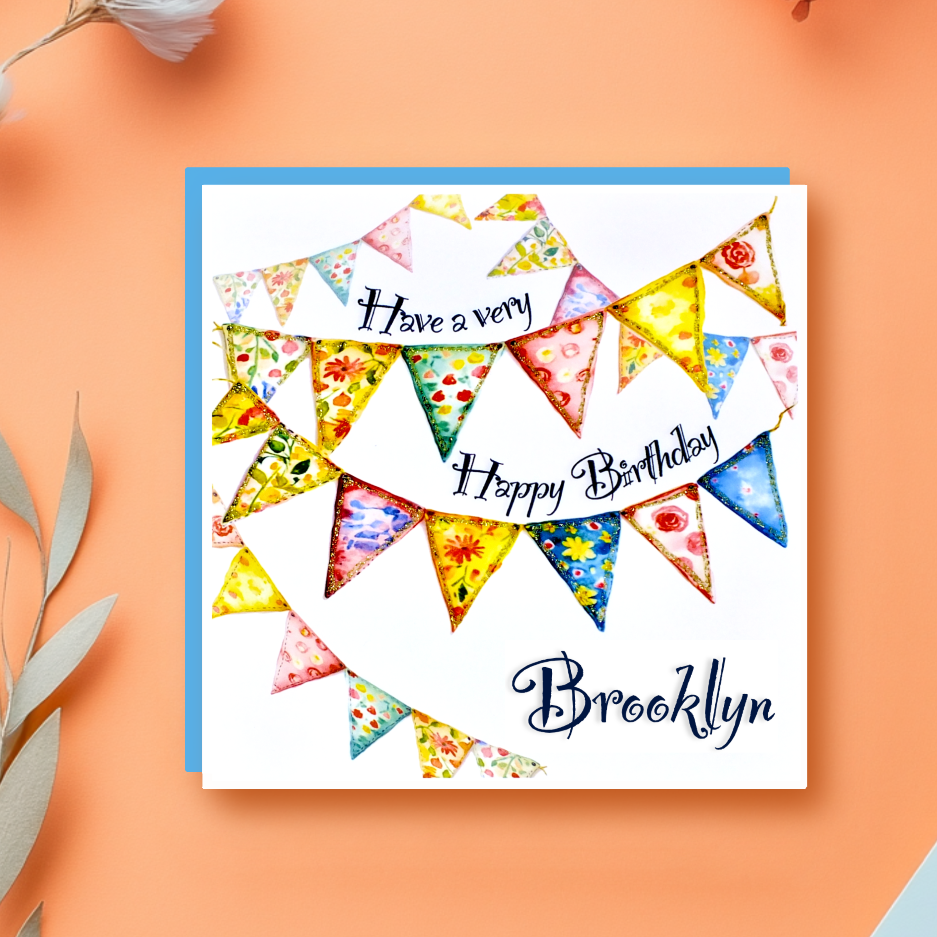 'Bunting' Personalised Birthday Card