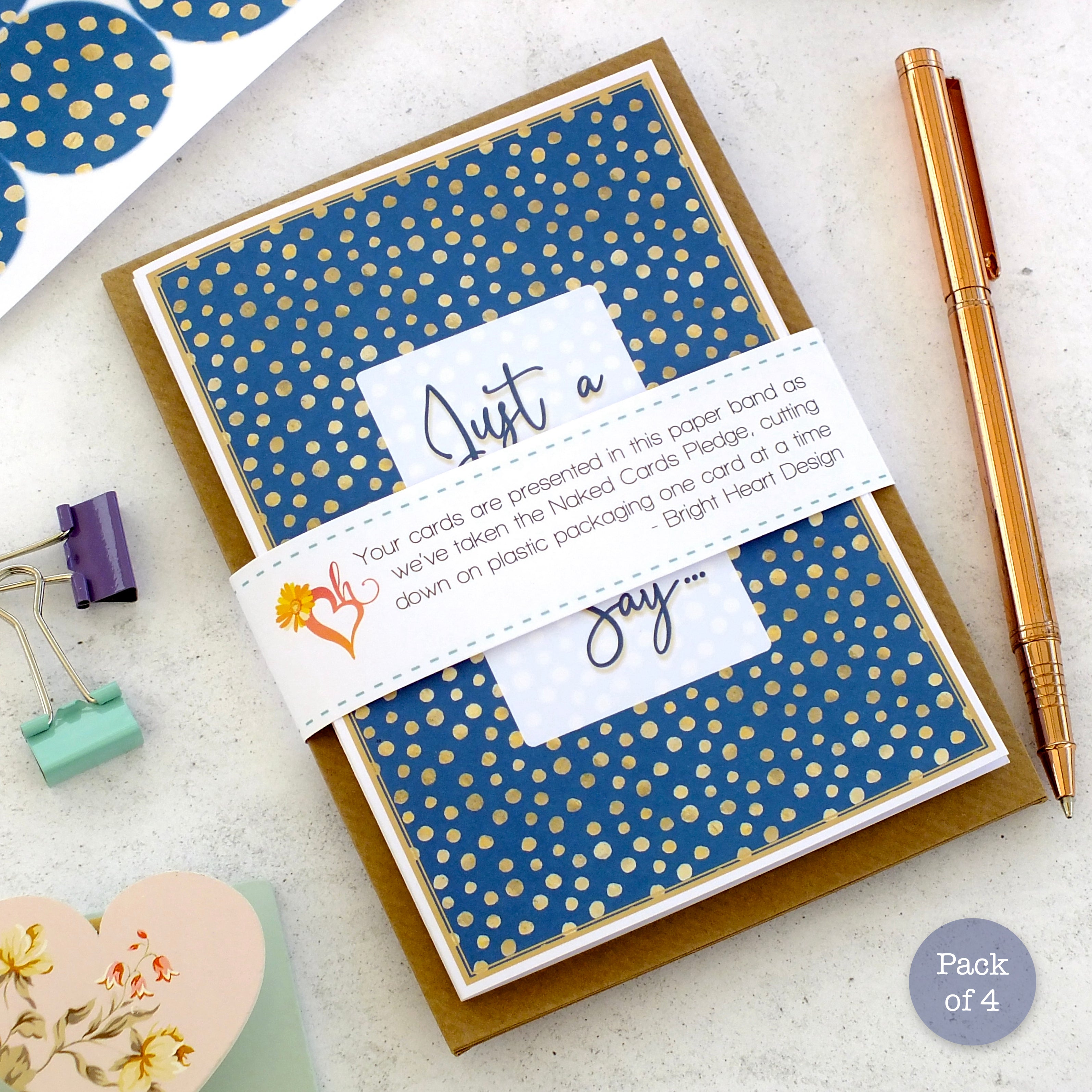 Pack of 4 Note Cards 'Just a Note to Say...' - Blue Spot