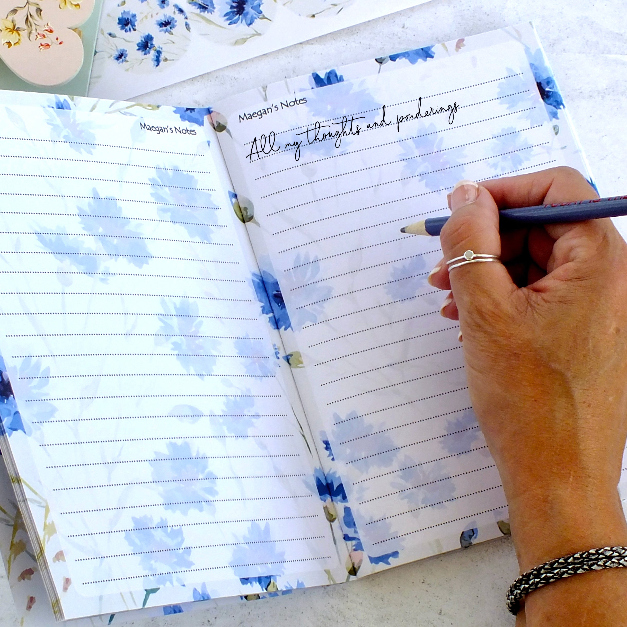 Personalised A5 Notebook - Any Heading - Cornflowers