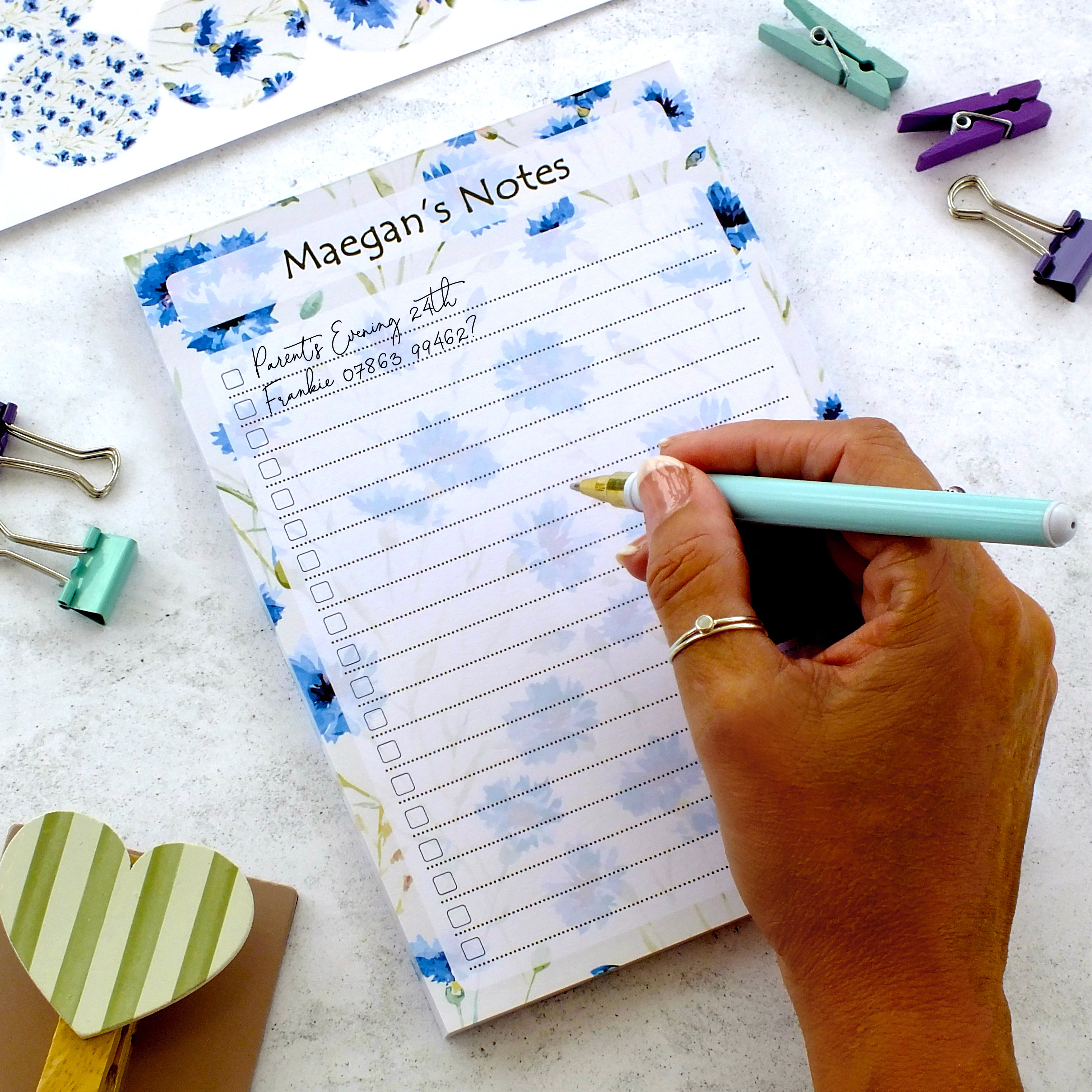 Personalised A5 Notepad - Any Heading - Cornflowers