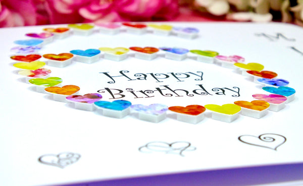 6th Birthday Card - Hearts, Personalised Close Up