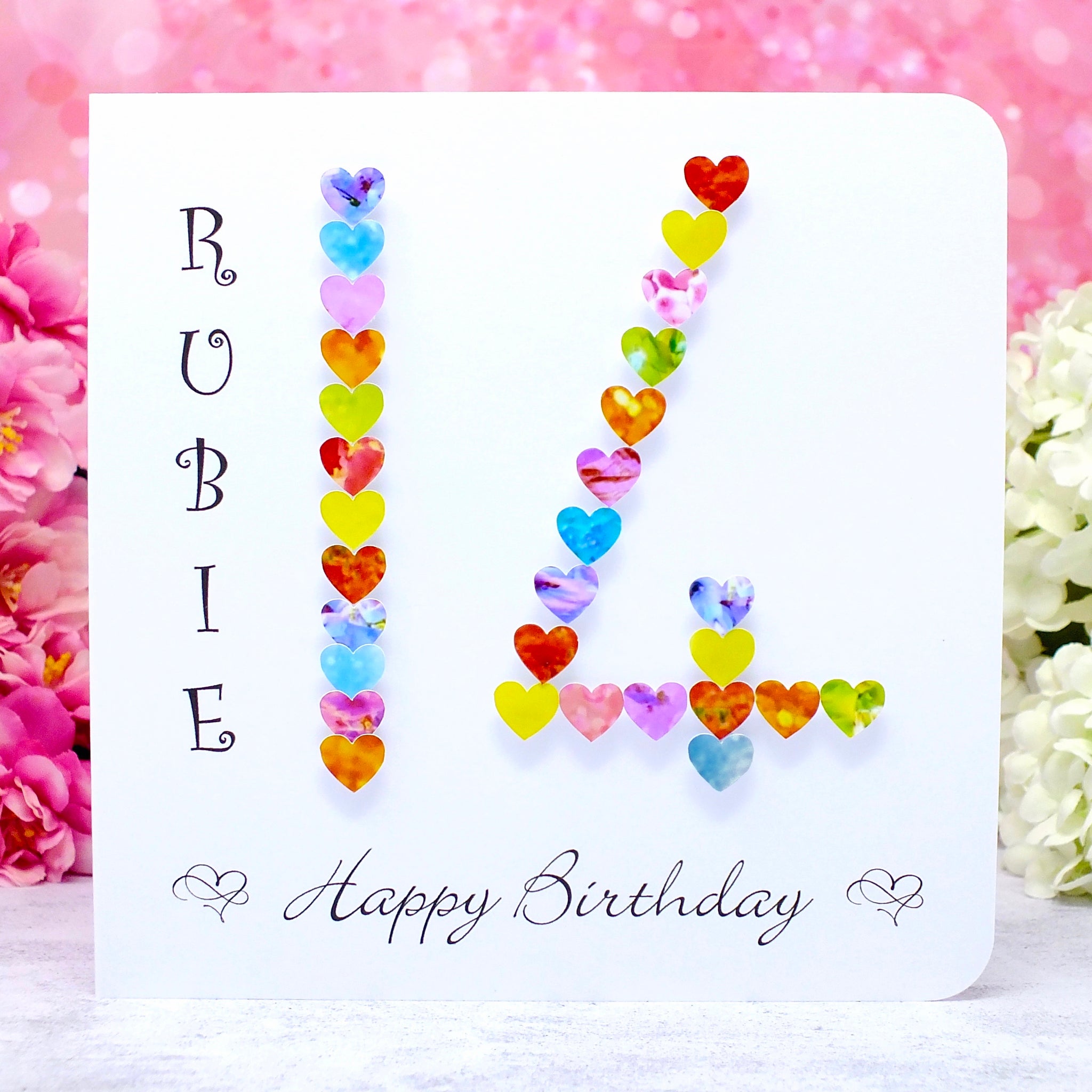 Personalized 14th Birthday Card with Vibrant Hearts - Handmade and Unique | Bright Heart Design