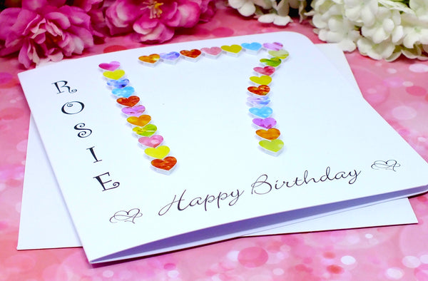 17th Birthday Card - Hearts, Personalised Alternate View