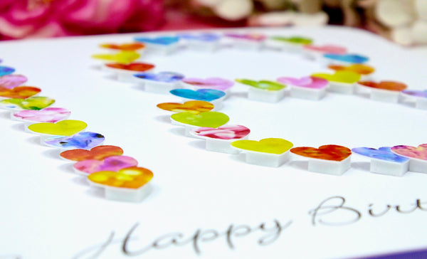 18th Birthday Card - Hearts, Personalised Close Up