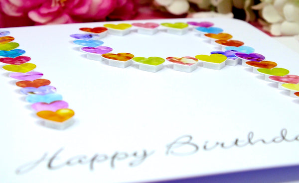 19th Birthday Card - Hearts, Personalised Close Up