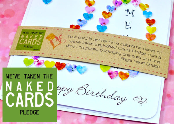 20th Birthday Card - Hearts, Personalised + Band