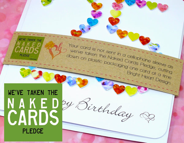 25th Birthday Card -Hearts, Personalised + Band