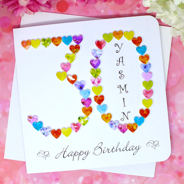 30th Birthday Card - Hearts, Personalised Front