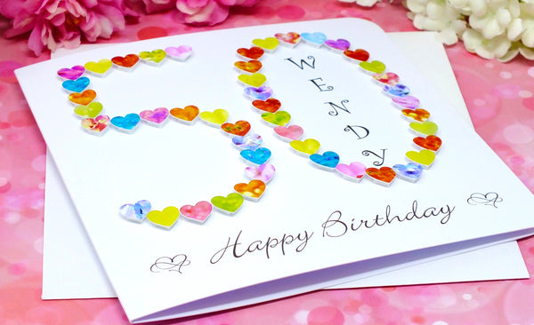 50th Birthday Card - Hearts, Personalised Alternate View