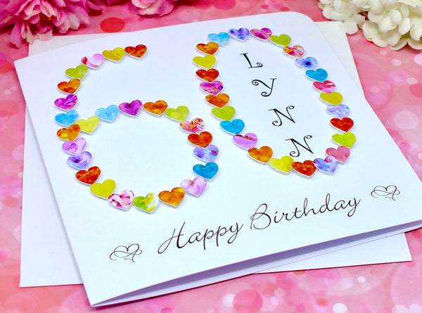60th Birthday Card - Hearts, Personalised Alternate View
