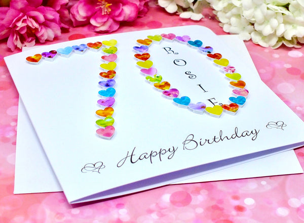 70th Birthday Card - Hearts, Personalised Alternate View