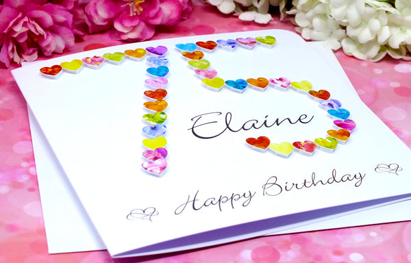 75th Birthday Card - Hearts, Personalised Alternate View
