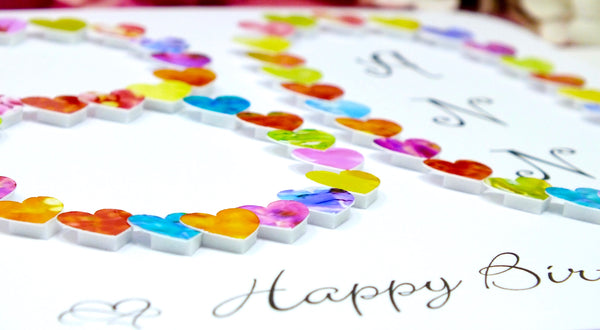 80th Birthday Card - Hearts, Personalised Close Up