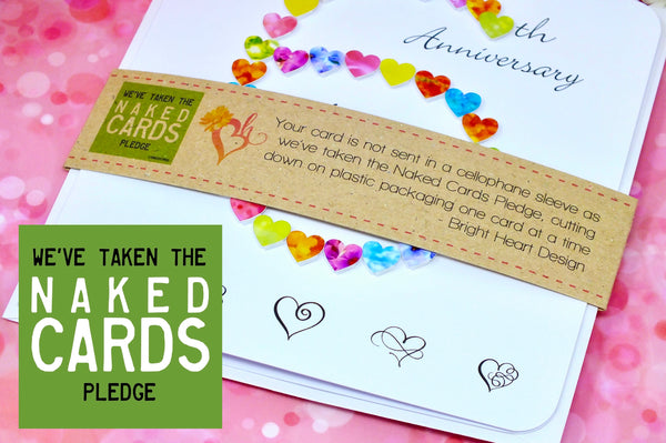 6th Wedding Anniversary Card - Hearts, Personalised + Band