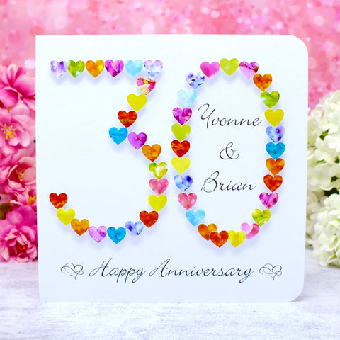 30th Wedding Anniversary Card - Hearts, Personalised main