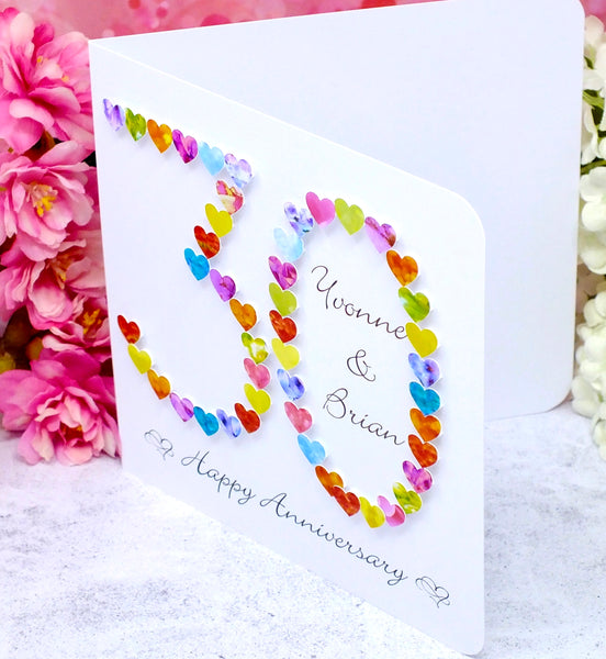 30th Wedding Anniversary Card - Hearts, Personalised side