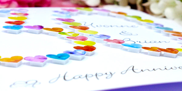 30th Wedding Anniversary Card - Hearts, Personalised close up