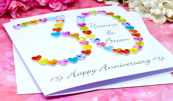 30th Wedding Anniversary Card - Hearts, Personalised alternate view