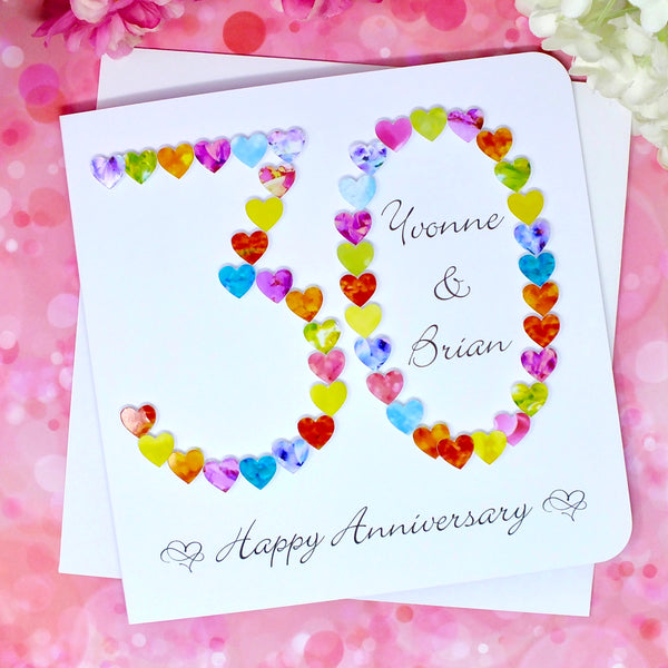 30th Wedding Anniversary Card - Hearts, Personalised front