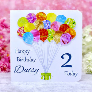 2nd Birthday Card - Balloons, Personalised Main