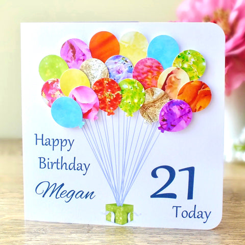 21st Birthday Card - Balloons, Personalised Main