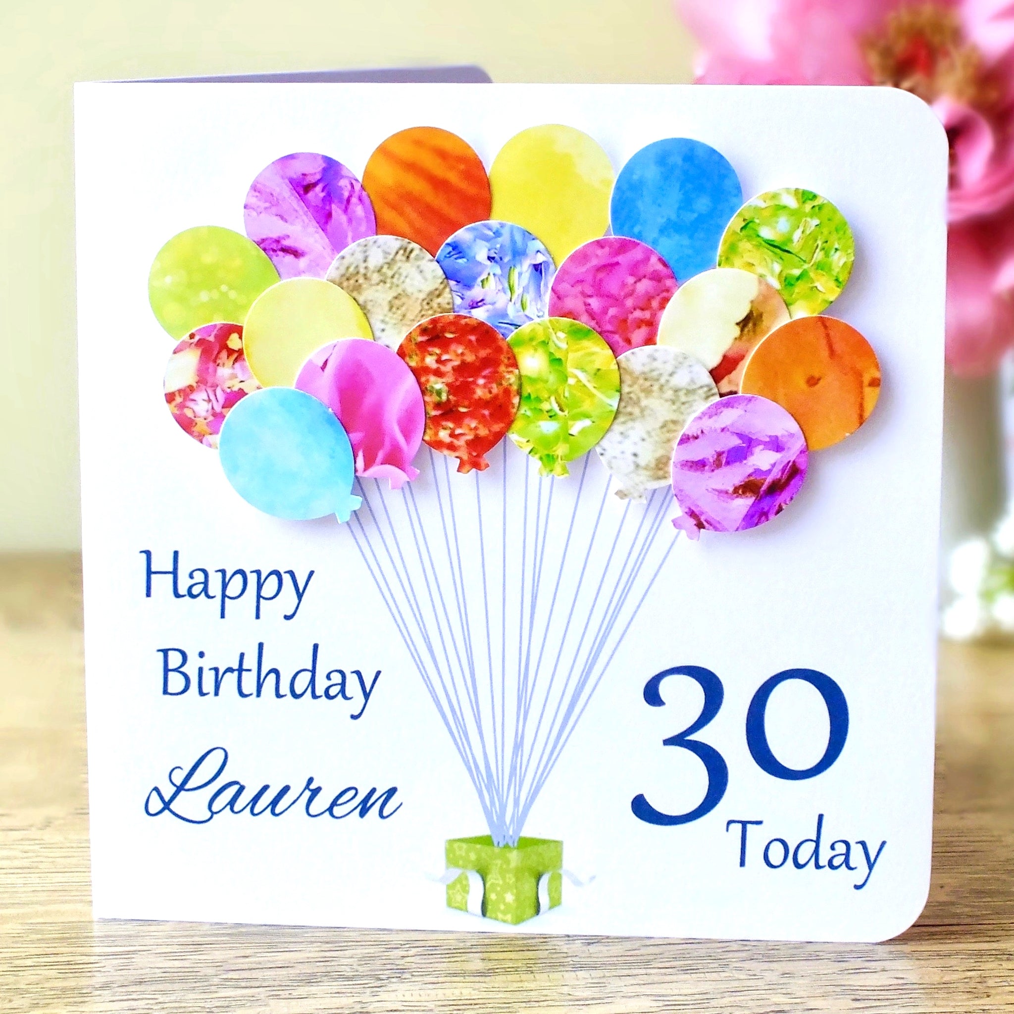 30th Birthday Card - Balloons, Personalised Main