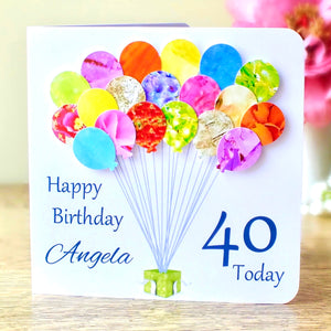 40th Birthday Card - Balloons, Personalised Main