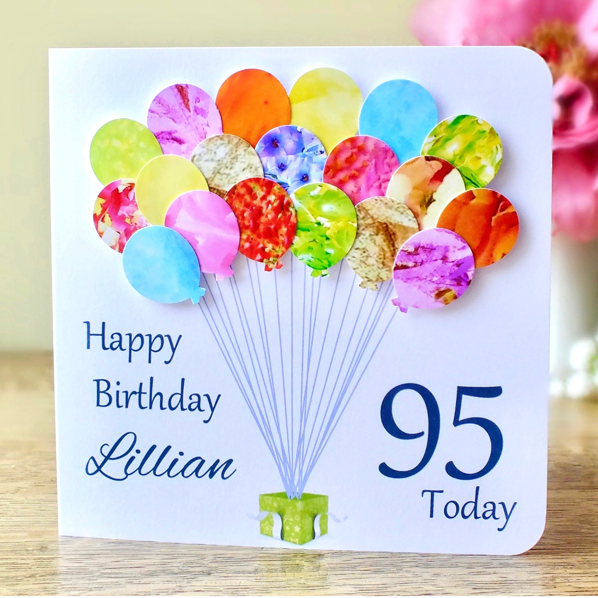 95th Birthday Card - Balloons, Personalised Main