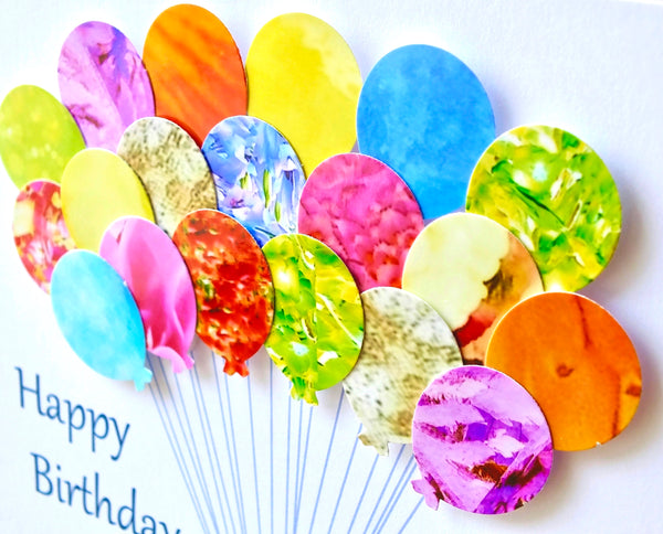 60th Birthday Card - Balloons, Personalised Side