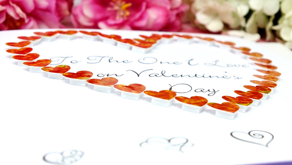 To The One I Love on Valentine's Day Card - Hearts Close Up
