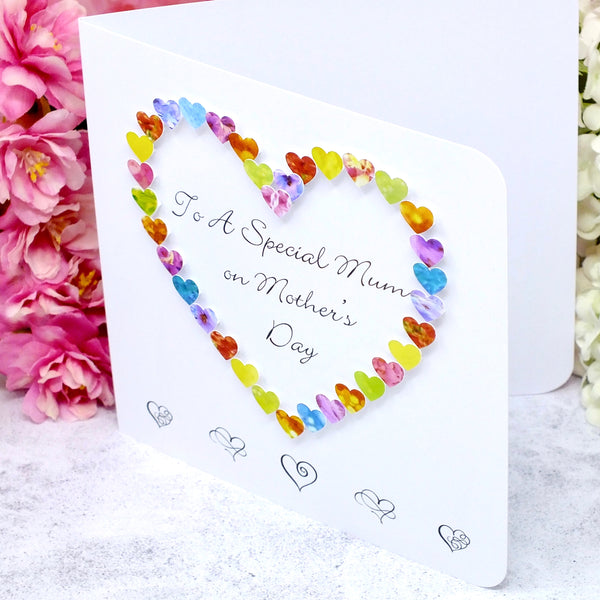 To a Special Mum on Mother's Day Card - Hearts Side